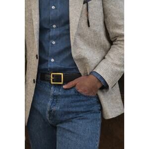 Vintage Coach Black Leather Belt 7600 Solid Brass Buckle Made in Costa Rica  42”